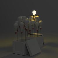 drawing idea pencil and light bulb concept outside the box as creative photo