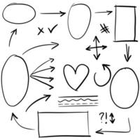 elemento de diseño de fideos. vector de líneas, flechas, círculos y curvas de fideos. elementos de diseño dibujados a mano aislados en fondo blanco para infografía.