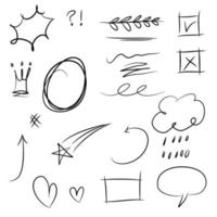 Hand drawn set doodle elements for concept design. vector illustration.