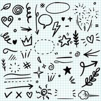 Hand drawn set doodle elements for concept design. vector illustration.