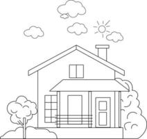 House Coloring page design. coloring page design for kids. simple coloring page design. vector