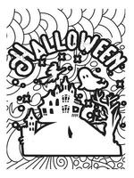 Halloween Coloring page design. coloring page design. pattern coloring page design. vector