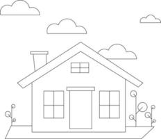 House Coloring page design. coloring page design for kids. simple coloring page design. vector