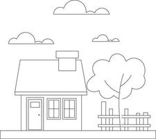 House Coloring page design. coloring page design for kids. simple coloring page design. vector