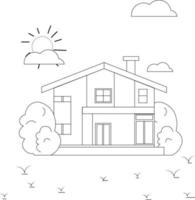 House Coloring page design. coloring page design for kids. simple coloring page design. vector