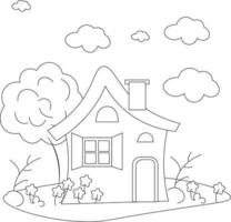 House Coloring page design. coloring page design for kids. simple coloring page design. vector