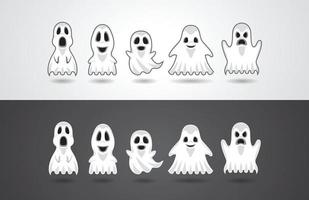 diseño de ilustración vectorial para fiesta de halloween con acción y emoción de manta de personajes fantasma vector