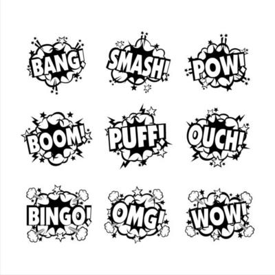 Baloon text comic design collection