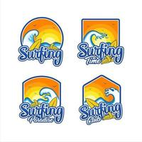 Surfing Club Design Logo Illustrations vector