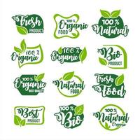 Organic food product label design collection vector