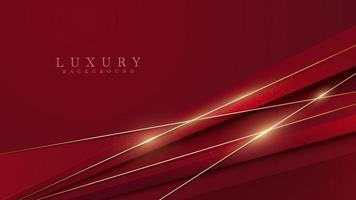 Red luxury background with gold line decoration and glitter light effect. vector