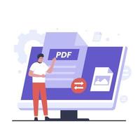 Pdf convert illustration design concept vector