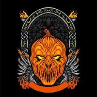 scary halloween pumpkin head vector