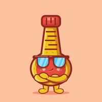 Super cool mayonnaise bottle character isolated cartoon in flat style vector