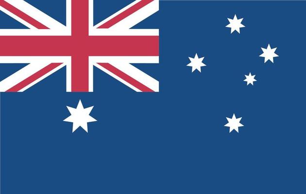 Australia flag vector graphic. Rectangle Australian flag illustration.