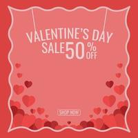 Valentine's Day sale promotion background with flat hearth illustration vector
