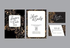 plantilla de boda con textura de mármol líquido para invitación de boda, guarde la tarjeta de fecha, tarjeta de saludo, lugar para su texto, imprimible. remolinos de mármol o las ondas de ágata. arte fluido. vector