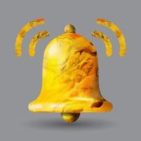 3d notification bell icon set isolated on white background. 3d render yellow notification ringing bell for social media reminder. Realistic vector icon