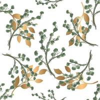 patrón sin costuras con hojas verdes de acuarela. ilustración de dibujado a mano de verano vector