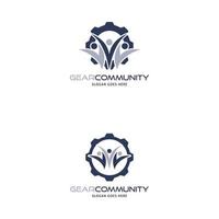 Set of Gear Community People Group Icon Vector Logo Template Illustration Design