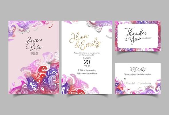 Wedding template with liquid marble texture for wedding invite, save the date card, greeting card, place for your text, printable. Swirls of marble or the ripples of agate. Fluid art.