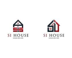 Set of Letter SI with House Logo vector