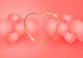 Valentines Day background with golden heart vector