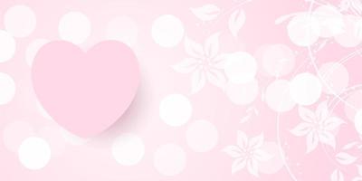 Valentines Day banner with floral design and bokeh lights vector