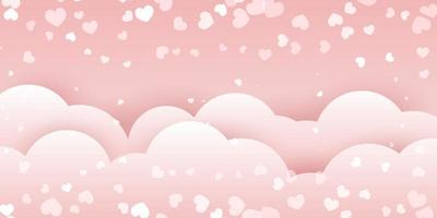 banner del día de san valentín con nubes y corazones vector