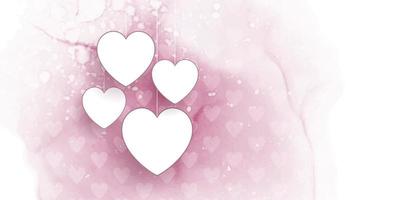 Valentines Day banner with heart on watercolour design vector