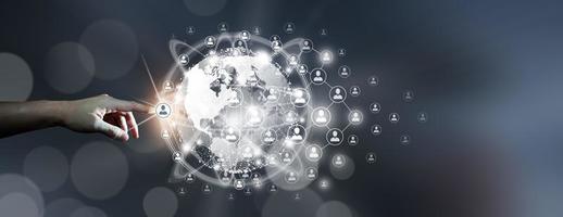 Global business connection, People connection and Network connection concept. photo