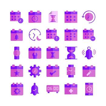 Time and Date icon set vector flat for website, mobile app, presentation, social media.