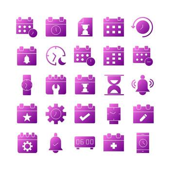 Time and Date icon set vector gradient for website, mobile app, presentation, social media.