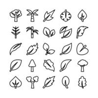 Trees and Leaves icon set vector line for website, mobile app, presentation, social media.
