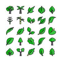 Trees and Leaves icon set vector flat line for website, mobile app, presentation, social media.