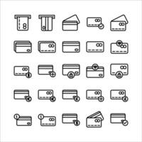 Debit Card icon set vector line for website, mobile app, presentation, social media.