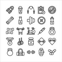 Gym icon set vector line for website, mobile app, presentation, social media.
