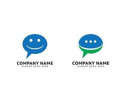 Set of Happy Face Chat Speech Bubble Logo Vector Template Design