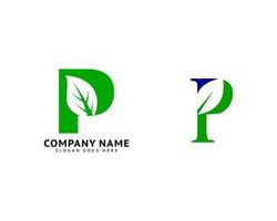 Set of Initial Letter P Leaf Logo Design Template Element vector