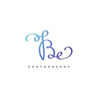 BE Initial Logo Design with Elegant Handwriting Style in Blue Gradient. BE Signature Logo or Symbol for Wedding, Fashion, Jewelry, Boutique, Botanical, Floral and Business Identity vector