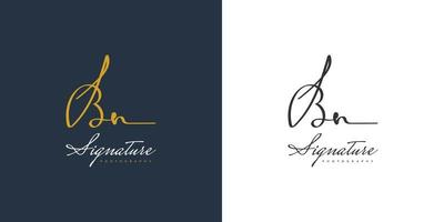 BN Initial Logo Design with Handwriting Style. BN Signature Logo or Symbol for Wedding, Fashion, Jewelry, Boutique, Botanical, Floral and Business Identity vector
