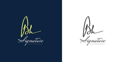 BH Initial Logo Design with Handwriting Style. BH Signature Logo or Symbol for Wedding, Fashion, Jewelry, Boutique, Botanical, Floral and Business Identity vector