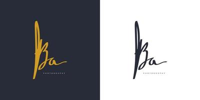 Initial B and A Logo Design with Handwriting Style. BA Signature Logo or Symbol for Wedding, Fashion, Jewelry, Boutique, and Business Identity vector