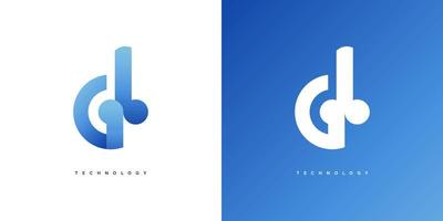 GB or CB Initial Logo Design Template with Blue Gradient Concept. Modern G and B or C and B Initial Logo Design vector