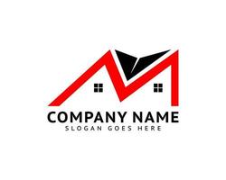 Letter M Roof House Logo Design Template vector