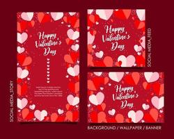 Valentines Day Background and Social Media Template Banner Set vector