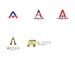 Set of Letter A Star Logo Icon Design Template Elements Vector