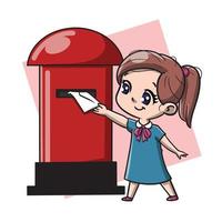 Cute Girl Send Mail Cartoon vector