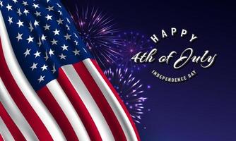 4th of July Independence Day Background Design with the United States flag. vector