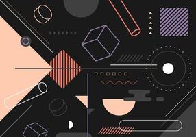 Abstract trendy elements simple 3D geometric forms pattern on black background vector